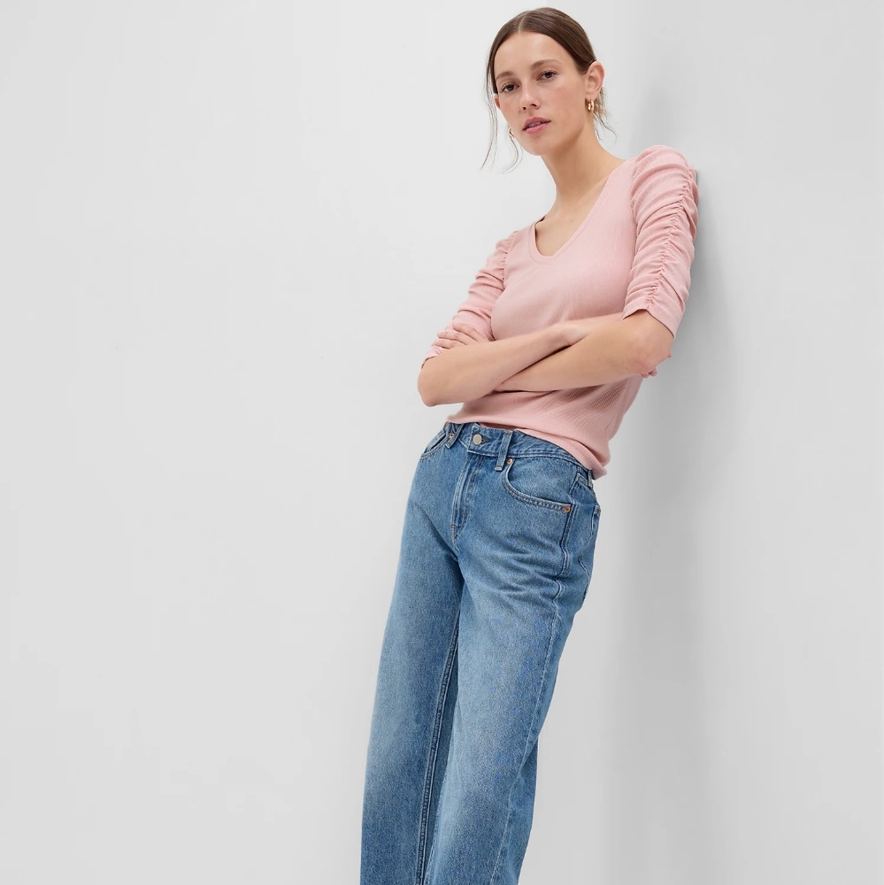 NWT Gap cotton/modal ruched 3/4 sleeve top